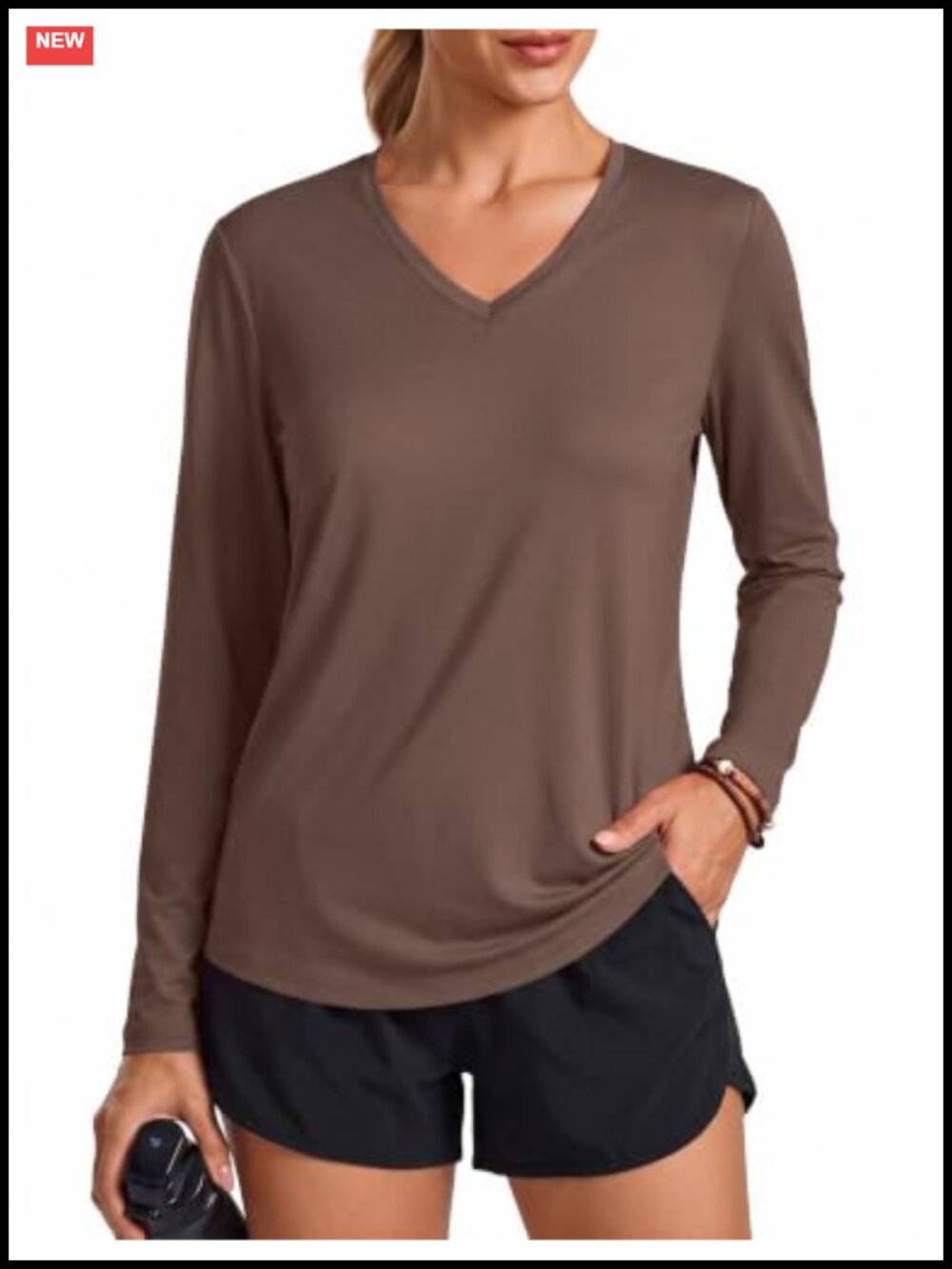 Long Sleeve V-Neck UPF 50+ Running Shirt